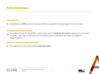 Interrogation
Fiche technique
2
Constitution de l’échantillon
Mode de recueil et dates de terrain
La représentativité de l...