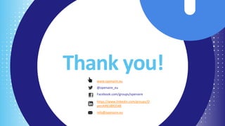 Thank you!
www.openaire.eu
@openaire_eu
Facebook.com/groups/openaire
https://www.linkedin.com/groups/O
penAIRE3893548
info@openaire.eu
 