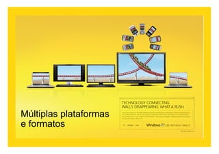 Múltiplas plataformas
e formatos
 