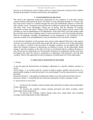 A STUDY ON ADJUSTMENT OF HIGH SCHOOL STUDENTS | PDF