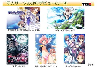 同人サークルからデビューの一例
夜明け前より瑠璃色な/オーガスト AQUA/SORAHANE夜明け前より瑠璃色な/オ ガスト AQUA/SORAHANE
ゴスデリ/LOSE そらいろ/ねこねこソフト Id-イド-/rootnuko
2/10
 