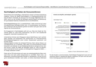 Nachhaltigkeit und Corporate Responsibility - Identifikation zukunftsrelevanter Themen für das Marketing                           6


Nachhaltigkeit auf Seiten der KonsumentInnnen
Deutschland wird nachhaltiger. Unternehmen müssen auf diese Entwicklung              Verstehen des Begriffes „Nachhaltigkeit“ (gestützt)
reagieren. Wurde der Begriff Nachhaltigkeit im Umgangssprachlichen bis-
lang oft falsch verwendet, als Synonym für eine lange Haltbarkeit oder Tra-
dition, kennt nun der Großteil der Befragten gestützt Begriff und Bedeutung.         „Nachhaltigkeit“ heißt ...
Ein grundsätzlich falsches Verständnis hat nur die Minderheit.

Nachhaltigkeitsbelange sind „Luxusbedürfnisse“, treten somit erst auf, wenn
Grundbedürfnisse befriedigt worden sind. In Industriestaaten wie Deutsch-
land, Österreich oder der Schweiz gehören sie daher nach ganz oben auf die
Agenda der KonsumentInnen

Ein Engagement in Nachhaltigkeit zahlt sich aus. Über drei Viertel der Teil-
nehmer gaben an, dass ihnen Unternehmen, die sich in der Gesellschaft
engagieren, besonders sympathisch sind.

Unternehmen können durch Begegnen dieses Bedürfnisses nach nachhal-
tigem Handeln und Einbeziehen des Verbrauchers ins unternehmerische
Nachhaltigkeitsengagement einen echten Zusatznutzen generieren und
Kunden binden.
Glaubwürdigkeit ist dabei die wichtigste Prämisse. Beim aktiven Setzen von
CR Maßnahmen ist zu beachten, dass diese von KonsumentInnen kritisch
betrachtet und teilweise nur als Marketingmaßnahme wahrgenommen wer-
den können. Knapp die Hälfte der Befragten gaben an, dass sie glauben,
dass Unternehmen durch soziales und ökologisches Engagement allein „ ...
ihr Image aufbessern wollen“.
                                                                                                                      Angaben in Prozent, Mehrfachantworten möglich

Daher gilt es CR Instrumente auch wenn sie marketingpolitischer Natur sind,
nach innen und nach außen entsprechend zu vermitteln. Nach innen, um           für den Kunden zu kommunizieren. Nachhaltiges Engagement muss sich auf
Mitarbeitern verantwortungsvolles Handeln zu signalisieren, mit dem sie sich   natürliche Weise in bestehende Marken integrieren und darf nicht als künst-
gerne identiﬁzieren möchten, nach außen, um einen erkennbaren Mehrwert         liches Verteidigungsinstrument erlebt werden.
 