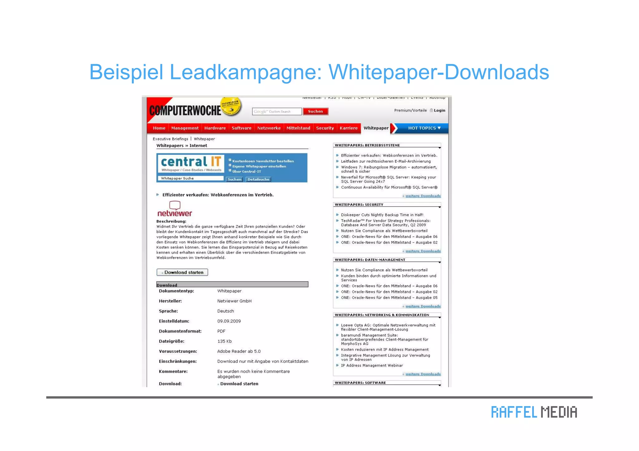 Beispiel Leadkampagne: Whitepaper-Downloads
 