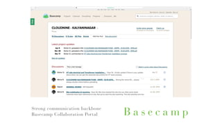 Strong communication backbone
Basecamp Collaboration Portal B a s e c a m p
 