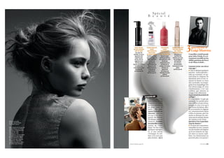 Spécial
                                                                B e a u t é
                                                                    R




                                         TASAI CREAM,
                                        DE SHU UEMURA
                                           ART OF HAIR
                                            Au cœur du
                                        produit, le sucre
                                                              ÉCRAN CHALEUR
                                                                     SPRAY
                                                               ANTI-FRISOTTIS
                                                                 FRIZZ-EASE,
                                                              DE JOHN FRIEDA
                                                                                     TEXTURIZER,
                                                                                         SPRAY
                                                                                    TEXTURISANT
                                                                                   POUR CHEVEUX
                                                                                  FINS, DE DAVINES
                                                                                                       MOUSSE VOLUPTÉ
                                                                                                       TEXTURE EXPERT,
                                                                                                           DE L’ORÉAL
                                                                                                       PROFESSIONNEL
                                                                                                          Elle gaine et
                                                                                                                            3  questions à
                                                                                                                               Luigi Murenu
                                                                                                                            Conseiller créatif monde
                                          japonais noir       Pschitt coiffant       Ses principes        soutient les      pour John Frieda, il a ré-
                                          impérial aux        pour protéger la     actifs (protéines   cheveux un à un,     cemment travaillé sur les
                                         vertus, dit-on,       ﬁbre capillaire    de cachemire, sels     les protège et
                                         régénérantes.            contre les          minéraux,           les hydrate.      défilés parisiens de Pucci
                                           Parfait pour           agressions       vitamines) sont        Et, surtout,      et de Viktor & Rolf...
                                       donner du volume        thermiques du         activés par la      les maintient
                                          et déﬁnir les         lisseur ou du     chaleur du sèche-    fermement à leur     Comment éviter une allure
                                       ondulations sans        sèche-cheveux,         cheveux et              place.
                                                                                                                            trop sage ?
                                           les alourdir.         il discipline        apportent          20 € les 200 ml.
                                         31 € les 200 ml.        les frisottis.      du corps aux                              Soit en lâchant quelques
                                                               10 € les 150 ml.    cheveux les plus                         mèches indisciplinées ;
                                                                                       inﬁmes.                              soit, au contraire, en op-
                                                                                    15 € les 125 ml.                        tant pour le chignon de
                                                                                                                            danseuse, strict et tiré, ra-
                                                                                                                            massé en boule en haut
                                                                                                                            des cervicales. Accompa-
                                                                                                                            gnée d’un maquillage très
                                                                                                                            fort, lèvres rouge vif, yeux
                                                                                                                            charbonneux, c’est une
                                                                                                                            coiffure qui valorise le
                                                                                                                            visage et les vêtements.
                                                                                                                            A quoi servent les produits de
                                                             MAKING-OF                                                      coiffage ?
                                                                  Preuve que l’on                                              A tout réussir ! Le gel, par
                                                                peut réaliser un vrai                                       exemple, est parfait pour
                                                                chignon en moins                                            une coiffure un peu tenue,
                                                                de trois minutes et                                         lorsque le chic n’est qu’à
                                                                en deux tours de                                            un cheveu du laisser-aller.
                                                                main : On com-                                              Si, en revanche, le chignon
                                                                mence à réunir les                                          est volontairement lâche
                                                                cheveux avec les                                            et flou, la mousse, que l’on
                                                                doigts en une                                               sèche en flottant les che-
                                                                queue-de-cheval.                                            veux sous le séchoir, donne
                                                                On bloque avec un                                           du volume et de l’éclat.
Haut en mousseline                                              choucou. Ensuite,                                           Que faire si l’on n’a pas beau-
de soie à imprimé lézard
Yves Saint Laurent.
                                                                on entortille le tout,                                      coup de cheveux ?
                                                                autour de l’élas-                                              Il existe des extensions,
Mise en beauté des cheveux par                                  tique. On fixe avec                                         naturelles ou non, cousues
Grégory Kaoua, avec la ligne
Résistance de Kérastase pour                                    quelques épingles,                                          sur des bandes très légères
cheveux ﬁns : bain                                              et, si une mèche                                            qu’il est enfantin de clip-
Volumactive et lait                                             s’échappe, la coif-                                         per dans sa masse capil-
Volumintense, pour un volume
prodigieux en toute légèreté.                                   fure n’en sera que                                          laire. Les Américaines ne
Structuration de la coiffure                                    plus réussie. G M. T.                                       peuvent plus s’en passer !
avec le soin spray expanseur
Volumactive. Disponible
exclusivement dans les salons
de coiffure agréés Kérastase.    Carnet d’adresses page 89                                                                                   29/10/2009 G 67
 