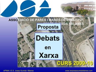 ASSO CIACIÓ DE PARES I MARES DE L’INSTITUT JOSEP SUREDA I BLANES CURS 2009-10 Proposta  Debats  en   Xarxa 