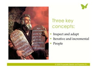 Three key
 concepts:
 Inspect and adapt
 Iterative and incremental
 People




   © 2009 Proyectalis Gestión de Proyect...