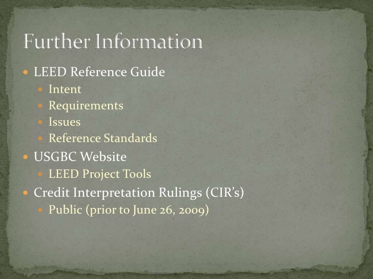 intent the real leed requirements