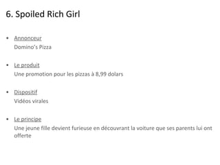 6. Spoiled Rich Girl <ul><li>Annonceur </li></ul><ul><li>Domino’s Pizza </li></ul><ul><li>Le produit </li></ul><ul><li>Une...