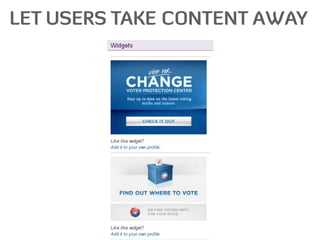 Innovations – Widgets
LET USERS TAKE CONTENT AWAY
 