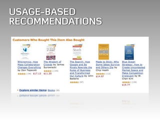 USAGE-BASED
RECOMMENDATIONS
 