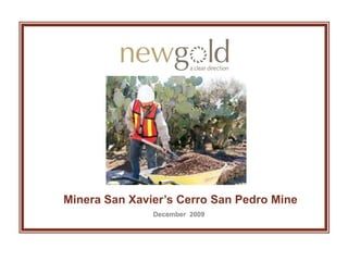 Minera San Xavier’s Cerro San Pedro Mine
               December 2009
 