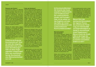 Leitartikel




Phänomen oder Phantom?                        Treiber oder Getriebener?                      Ist Durchschnittlichkeit                       Kommunikationsbranche krankt an dieser
Durchschnitt ist überall, und mittlerweile Eigentlich könnte die aktuelle Ausgabe von                                                       Entwicklung. Umso mehr, als sie ganz am
finden wir ihn auch an Orten, wo wir ihn gar connected bereits hier enden. Doch wunder-
                                                                                             die Ursache des heute                          Ende der Kette steht: Immer häufiger werden
nicht vermutet hätten. Klingt nicht der x-te samerweise bietet uns das eigentlich gar        populären Infotainments                        Durchschnittsprodukte mit austauschbaren
Gewinner der Talentshow deutschland sucht nicht existente Leitthema einen Überfluss                                                         Werten und Botschaften und mit Hilfe unauf-
den superstar fast genauso – eben durch-      an Inhalten, mit denen sich noch unzählige
                                                                                             und Trivialkonsums?                            fälliger Kommunikationsmassnahmen an
schnittlich – wie der aus der vorvorletzten Seiten füllen liessen. Denn tatsächlich be-      Der austauschbaren                             den Kunden gebracht. Natürlich meist mit
Staffel? Haben wir die diesjährige Dankes- gegnen wir immer häufiger den allgegen-                                                          dem zu erwartenden mässigen Erfolg.
rede bei der Überreichung des wichtigsten wärtigen Spuren des Durchschnitts und
                                                                                             Inhalte und Formate? 
aller Film-, Funk- oder Fernsehpreise nicht werden – meist unfreiwillig – zu Zeugen          Oder ist sie selbst nur                        Warum führt das  
irgendwo schon einmal gehört? Und fällt es seines siegreichen Feldzugs. Daran sind
Ihnen in letzter Zeit auch immer schwerer, aber nicht nur Durchschnitt und Mittelmass
                                                                                             das Ergebnis und also                          wachsende Bewusstsein 
sich an die in der letzten Werbepause be- selbst schuld, sondern auch die zentrifugen-       das Opfer der immer                            der eigenen Person,  
worbenen Produkte zu erinnern?                ähnlichen Teilchenbeschleuniger, die uns
                                              Inhalte und Informationen ungefiltert um die
                                                                                             durchschnittlicheren und                       die zunehmende Förde-
Während die meisten Marken dagegen Ohren hauen: die neuen Technologien.                      austauschbareren                               rung von Individualität  
ankämpfen, im nimmersatten Schlund des
Durchschnitts zu verschwinden, wählen Während die Untertanen früher noch ge-
                                                                                             Kommunikationsmittel?                          und Eigenständigkeit so 
andere diesen Weg mehr oder weniger frei- spannt auf das Eintreffen der Depeschen                                                           häufig zu durchschnitt-
willig. So schneidert Stardesigner matthew warteten, ereilen uns Nachrichten heute im        Mehr Kommunikation, 
williamson seine Anzüge neuerdings für h  m. Sekundentakt: Mit twitter und Co. hat eine     mehr Durchschnitt
                                                                                                                                            lichen Ergebnissen? 
porsche ist bald ein echter volkswagen, und   Entwicklung stattgefunden, die unseren In-     Es ist nicht zu übersehen: Gerade in der       Warum krankt die Kreati-
der englische Starkoch heston blumenthal formationsbedarf sättigt und bei weitem             Kommunikation untereinander nimmt die
verköstigt hungrige Autofahrer in der Rast- überflügelt: ashton kutcher bestellt sich        Durchschnittlichkeit überhand. Social Net-
                                                                                                                                            vität an der Angst der 
stättenkette little chef.                     eine Pizza? Wir wissen, mit welchem Belag.     works wie facebook, youtube und flickr         Menschen, etwas falsch 
                                              barack obama trifft sich mit den Staatsober-   machen den Trend eindeutig sichtbar – und
Frisst uns am Ende der                        häuptern dieser Welt? Wir erfahren, welches    tragen durch ihre wachsende Beliebtheit
                                                                                                                                            zu machen und wirklich 
Durchschnitt auf? Sind                        Outfit seine Gemahlin trägt. hans müller       dazu bei, dass er noch verstärkt wird. Eine    anders zu sein?
                                              kauft bei ikea ein? Wir begleiten ihn beim     Entwicklung, die eigentlich Ausdruck einer
wir bald alle integraler                      Kauf von ivar, billy oder hutten und vermut-   zunehmenden Individualisierung und Demo-       Um eventuelle Unwägbarkeiten gänzlich aus-
                                              lich auch beim anschliessenden Versuch,        kratisierung ist: Jeder hat das Recht und      zuschliessen, fliessen darüber hinaus immer
Bestandteil einer profil-                     das Ganze zusammenzuschrauben.                 die Möglichkeit, zu allem eine Meinung zu      mehr finanzielle Mittel in die Marktforschung,
losen Schnittmenge?                                                                          haben und diese der gewünschten Öffent-        in sogenannte Pretests oder Kundenbefra-
                                             Tatsächlich stehen uns immer mehr Wege          lichkeit mitzuteilen – die aber gleichzeitig   gungen. Mittel, die letzten Endes dazu füh-
Oder ist diese Angst                         offen, um frei, unabhängig und global zu        dazu führt, dass alles immer beliebiger,       ren, dass unkonventionelle, überraschende
eigentlich unbegründet?                      kommunizieren. In Sekundenschnelle und          ähnlicher und austauschbarer wird.             und vielleicht noch nie da gewesene Ideen
                                             mit allen Menschen, die uns ihr Ohr, Handy                                                     keine echte Chance mehr bekommen. Denn
Denn rein rechnerisch                        oder ihren Computer leihen. Über Themen,        Risiken, die der radikalere und kreativere     von der Beschränkung der Kreativität bis
hat der Durchschnitt                         die vordem lediglich einer limitierten Be-      Weg mit sich bringt, werden leider allzu       zur Diktatur des Durchschnitts ist es eben
                                             völkerungsschicht zugänglich waren, und         oft gescheut. Stattdessen verlassen sich       nur ein kurzer Weg. Leider so kurz, dass er
eine Wahrscheinlichkeit                      Fragen, die bislang von einer elitären Mei-     immer mehr Menschen auf das Mittelmass         immer häufiger mit dem Weg zum Erfolg
von null.                                    nungsführerschaft beantwortet wurden.           und die Meinung der Mehrheit. Gerade die       verwechselt wird.



connected 07 11 | 2009                                                                                                                                                            Seite 11
 