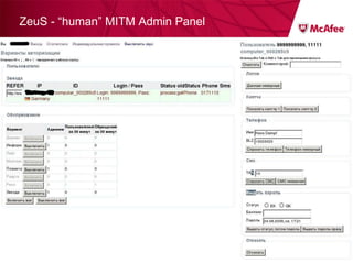 ZeuS - “human” MITM Admin Panel 