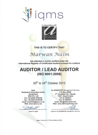 LEAD AUDITOR Certificate0001