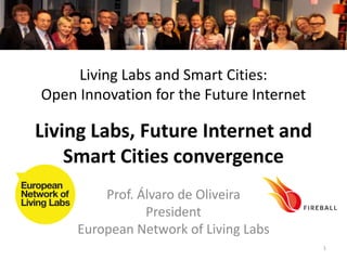 Living Labs and Smart Cities:  Open Innovation for the Future Internet Living Labs, Future Internet and Smart Cities convergence Prof. Álvaro de Oliveira President European Network of Living Labs 1 