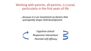 Working with parents, all parents, is crucial,
particularly in the first years of life
…because it is an investment on fac...