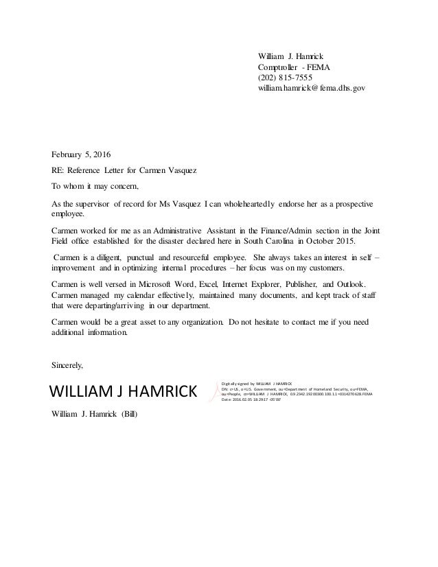 bill hamrick recommendation letter 2 5 2016 government letter of recommendation