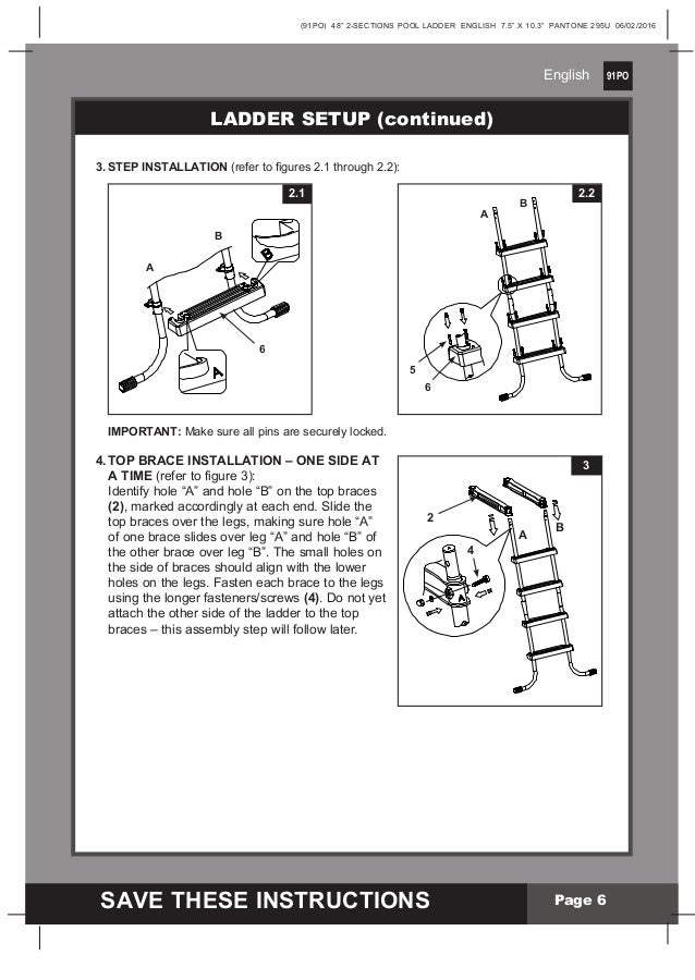 Intex pool ladder manual for 48 inch swimming pools