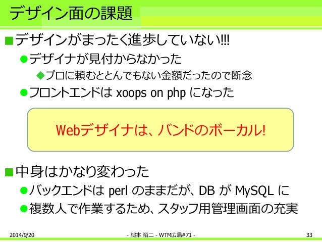 Webサービスの立ち上げと長期運営 Wtm広島 71