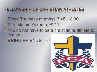 FCCLA meeting this week will beWednesday, September 21stDon’t forget to bring a friend See Mrs. Frisbey for club information.Ice Cream will be served 