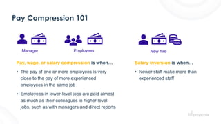 Pay Compression 101
Pay, wage, or salary compression is when…
• The pay of one or more employees is very
close to the pay ...