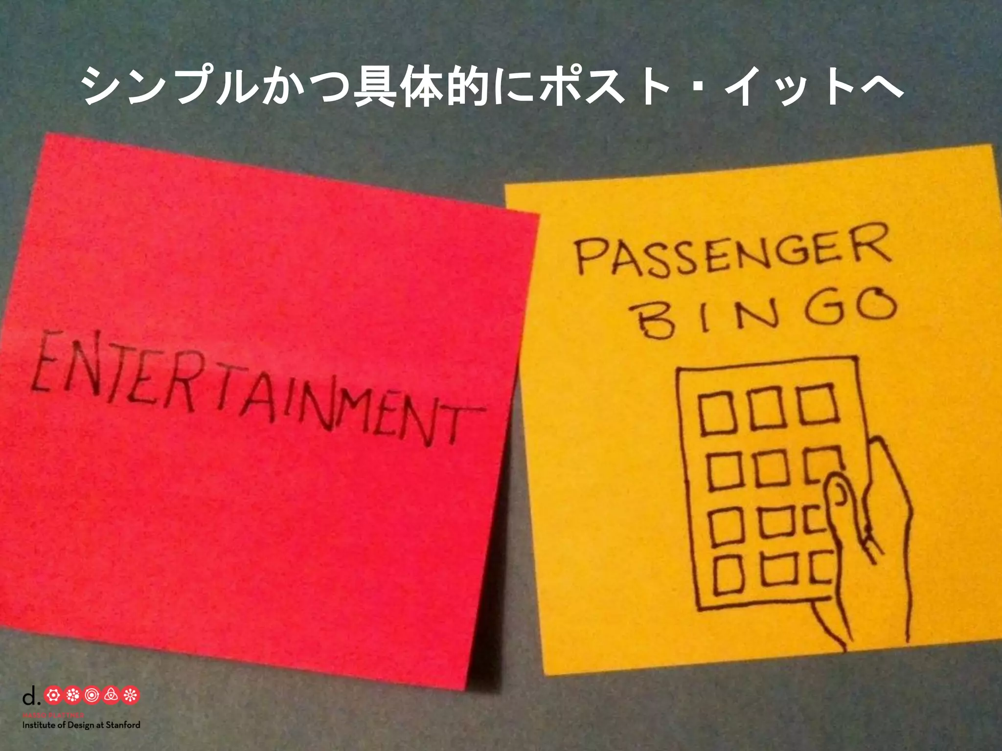 https://www.facebook.com/keio.design 一般社団法人デザイン思考研究所
シンプルかつ具体的にポスト・イットへ
 