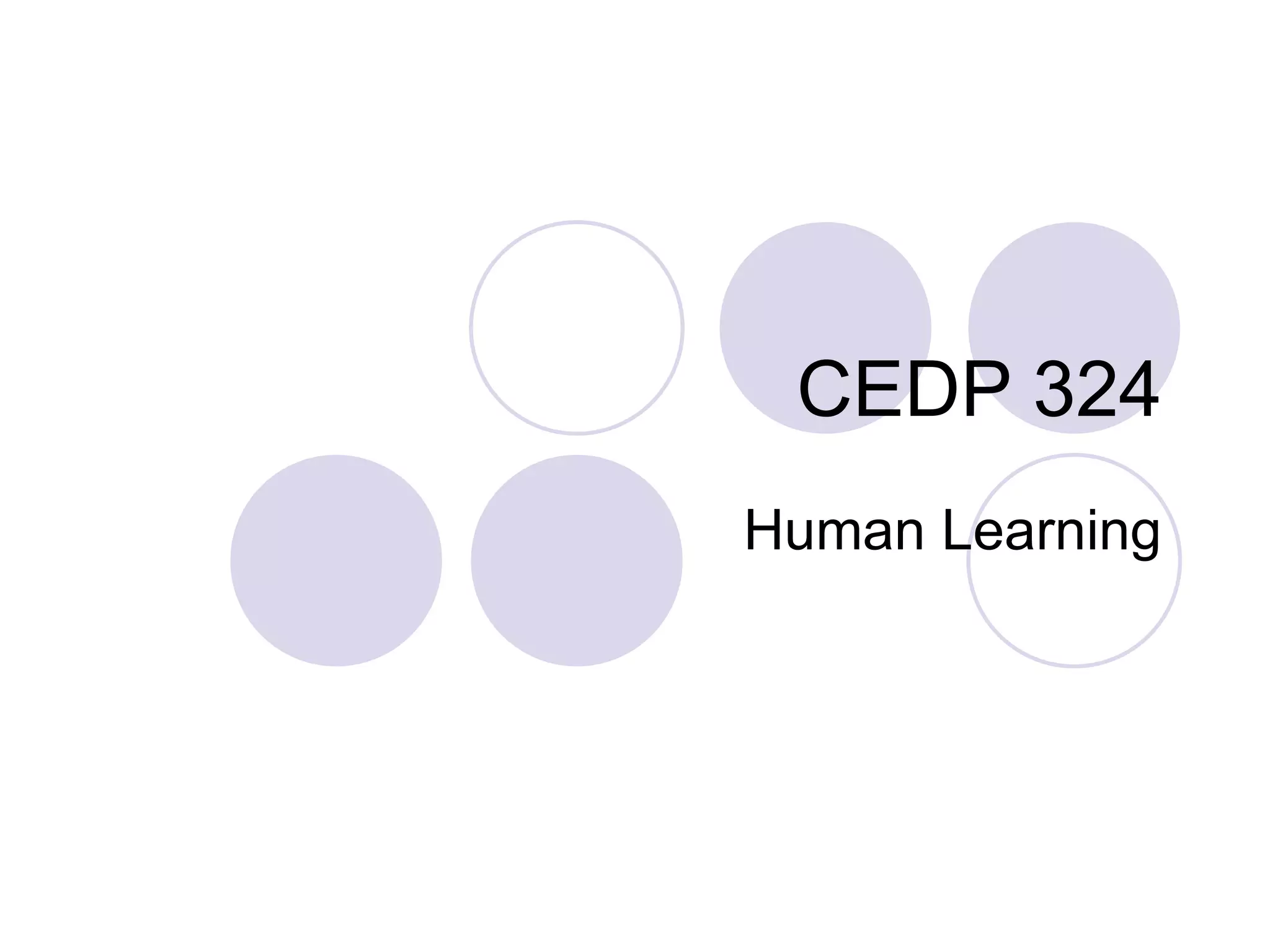 CEDP 324 Human Learning 