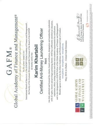 GAFM Anti-Money Laundering Officer Certificate