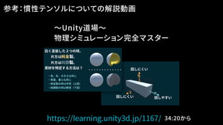 参考：慣性テンソルについての解説動画
https://learning.unity3d.jp/1167/
〜Unity道場〜
物理シミュレーション完全マスター
34:20から
 