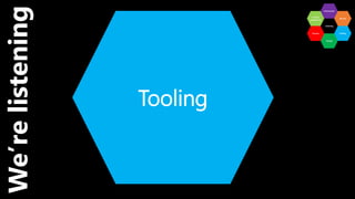 Tooling
We’relistening
 