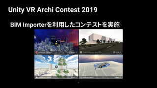 Unity VR Archi Contest 2019
56
BIM Importerを利用したコンテストを実施
 