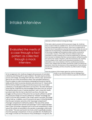 Intake Interview
Evaluated the merits of
a case through a fact
pattern as collected
through a mock
interview.
 