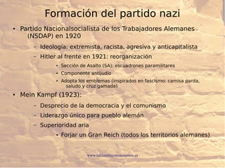 www.lahistoriayotroscuentos.es
Formación del partido nazi
● Partido Nacionalsocialista de los Trabajadores Alemanes
(NSDAP...