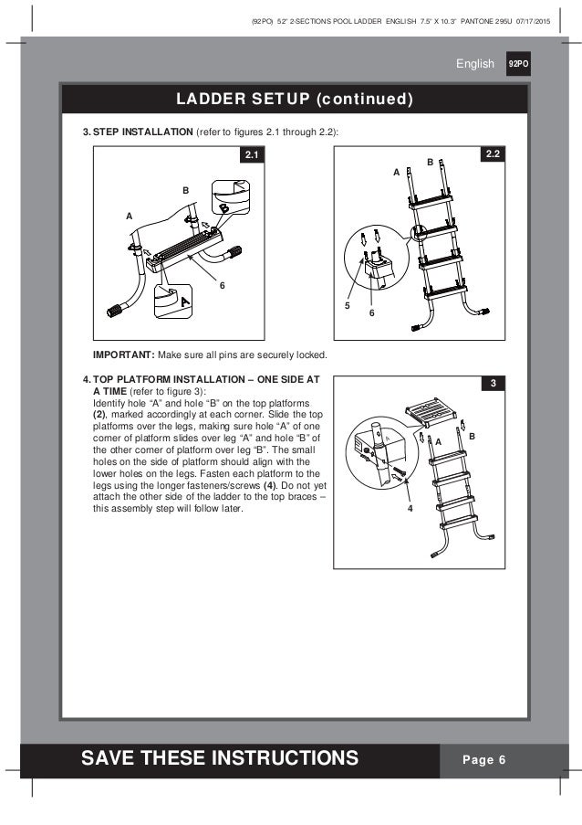 58 inch intex swimming pool ladder manual