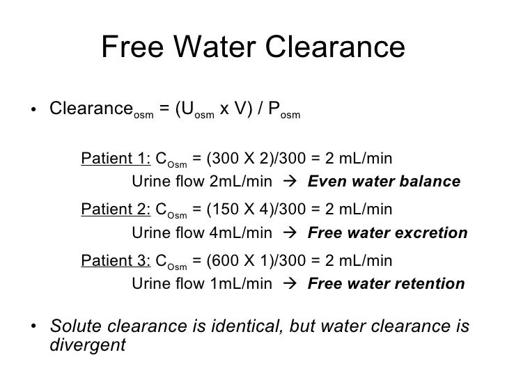 electrolyte free water clearance