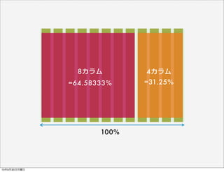 8カラム 4カラム
100%
=31.25%=64.58333%
13年9月30日月曜日
 