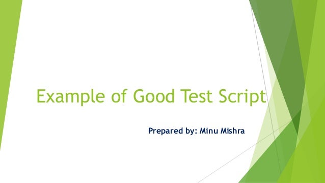Example of Good Test Script