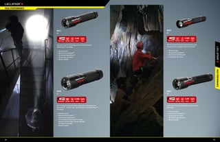 HIGH PERFORMANCE


                                                           s™
                                                  d  -Focu                                                                       s™
                                             Spee                                                                         d-Focu
                                                                                                                     Spee




                   8421                                                                  8403
                   T5                                                                    P3

                           426ft 110        2.5 1 x AA          4.75                             102ft    17      7 1 x AAA 3.95


                   Using the same PTT Technology as the P5 and LED Lenser’s              The P3 is under four inches long and about as big
                   Speed-Focus™ technology.                                              around as a pen, making it perfect for a pocket.

                   •	   Aluminum body                                                    •	   Aluminum body
                   •	   Advanced Focus System™                                           •	   Advanced Focus System™
                   •	   One-Handed Speed-Focus™                                          •	   One-Handed Speed-Focus™
                   •	   Tactical style rear switch                                       •	   Tactical style rear switch
                   •	   Sheath included




                                                                                                                                                     HIGH PERFORMANCE
                                                                 s™
                                                          d-Focu
                                                     Spee                                                                  d  -Focu
                                                                                                                                    s™
                                                                                                                      Spee




                   8420                                                                  8405
                   T7                                                                    P5

                           689ft 200        64 4 x AAA 5.75                                      426ft 110       2.5 1 x AA       4.75


                   The T7 brings the same incredible combination of brightness and       The P5 offers the best combination of small size and
                   size as the P7, a tactical style, and LED Lenser’s new Speed-Focus™   bright light.
                   technology.
                                                                                         •	   Aluminum body
                   •	 Aluminum body                                                      •	   Advanced Focus System™
                   •	 Advanced Focus System™                                             •	   Tactical style rear switch
                   •	 One-Handed Speed-Focus™                                            •	   One-Handed Speed-Focus™
                   •	 Three step Quick-Cycle Switch™ function–                           •	   Sheath included
                      press for maximum light, click for high light,
                      click again for low light
                   •	 Sheath included




54                                                                                                                                              55
 