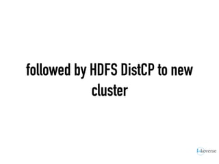 followed by HDFS DistCP to new
cluster
 