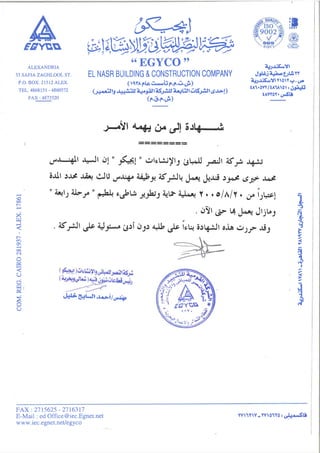 Egyco Certificate