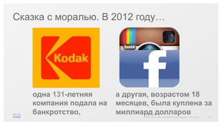 22© 2015 Cisco and/or its affiliates. All rights reserved. Cisco Public
Сказка с моралью. В 2012 году…
одна 131-летняя
компания подала на
банкротство,
а другая, возрастом 18
месяцев, была куплена за
миллиард долларов
 
