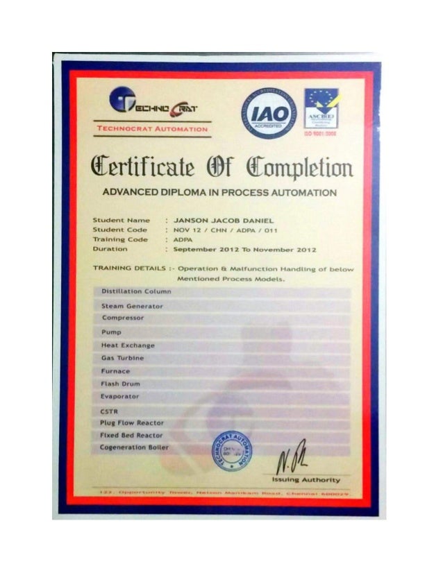 Advanced Diploma in Process Automation (Official.Certification.Scanne…