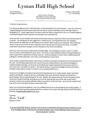 Brendan Schmitt Letter of Recommendation