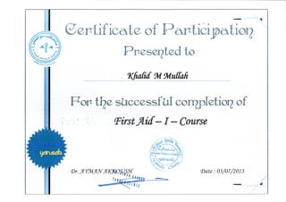 First Aid Certificate (Jul)