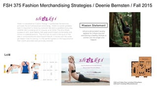 FSH 375 Fashion Merchandising Strategies / Deenie Bernsten / Fall 2015
 