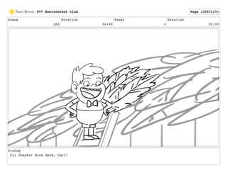Scene
262
Duration
04:00
Panel
4
Duration
01:00
Dialog
CJ: Thanks! Nice deck, Carl!
097 dontzoothat clnA Page 1209/1291
 