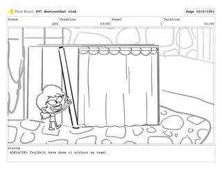 Scene
264
Duration
03:00
Panel
1
Duration
01:00
Dialog
ADELAIDE: Couldn?t have done it without my team!
097 dontzoothat clnA Page 1215/1291
 