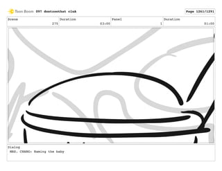 Scene
275
Duration
03:00
Panel
1
Duration
01:00
Dialog
MRS. CHANG: Naming the baby
097 dontzoothat clnA Page 1261/1291
 