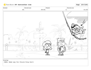 Scene
48
Duration
09:00
Panel
2
Duration
01:00
Dialog
CARL: Make way for Future King Carl!
097 dontzoothat clnA Page 237/1291
 
